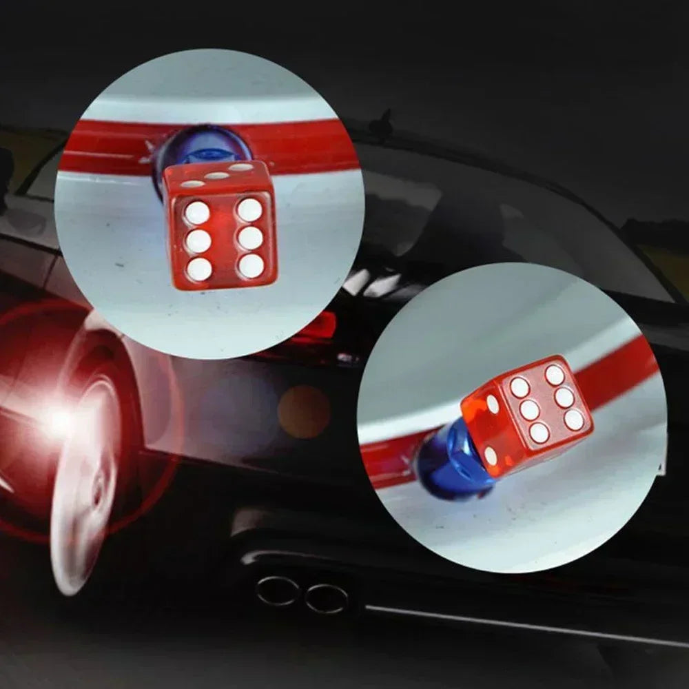 4Pcs/Set Plastic Wheel Stem Tyre Air Valve Dustproof Cap Gold Dice Tire Tyre Valve Caps Bike Auto Truck Tire Valve Dust Cap Amag