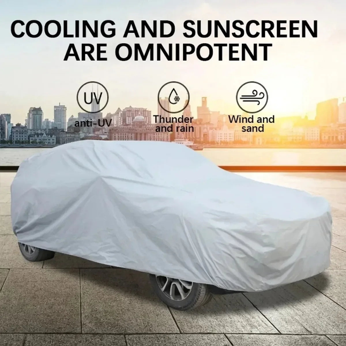 Universal Fit Full Car Cover Waterproof Dustproof All-Season PE Film Coat with Aluminum Protective Sunshade UV Ray Reflection