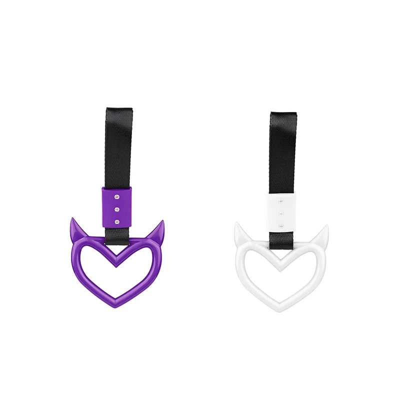 Colorful Car Tow Strap Tsurikawa Ring Heart JDM Train Bus Handle Hand Strap Styling Drift Charm Strap Auto Accessories