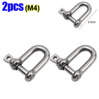 Stainless Steel D Link Shackle Ring Hooks Lifting Shackle Lock Wire Rope Clips D-Type Rigging Shackle Hooks Boat Hardware Tools