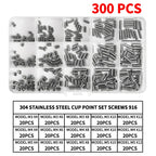 304 Stainless Steel Grub Screws Assortment Kit, Hex Socket Cup Point Set Screws with Allen Key,M3–M10 DIN916 Precision Fasteners