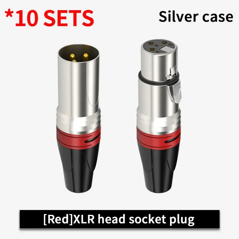 10 Set 3Pin XLR Color Head Pure Copper Pin Male and Female Audio Microphone Connector Canon Welding Plug Socket