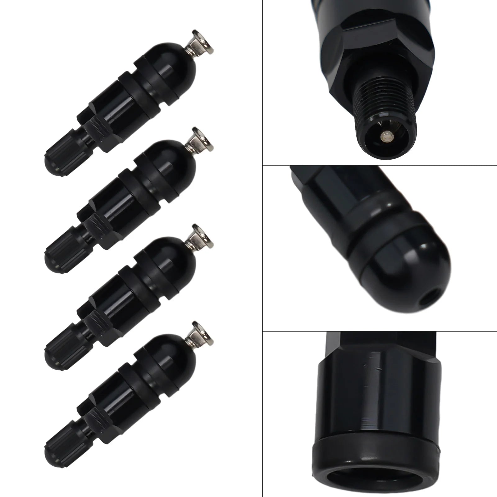 4pcs TPMS Tire Pressure Sensor Valve Stem Repair Kit For BMW 5 Series Black Tire Pressure Sensor Valve Stem Repair Kit