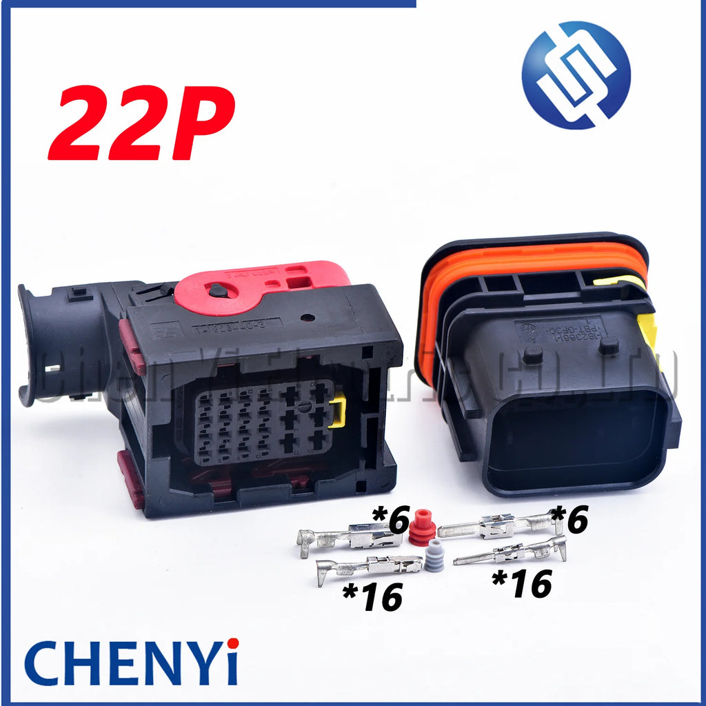 22 Pin ECU Connector Black Waterproof Plug 1-1823449-1 1-1823661-1 1-1823440-3 1-1823441-3 1355233-3 1823442-1 With Pins or lid