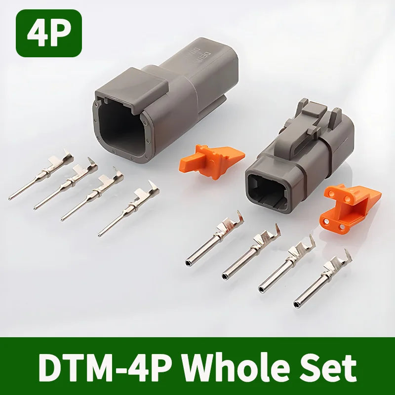 Deutsch DTM Series Sealed Connector Kit (DTM06 & DTM04) 1-10 Boxes - Automotive Waterproof Plug with Terminals & Pins for Truck
