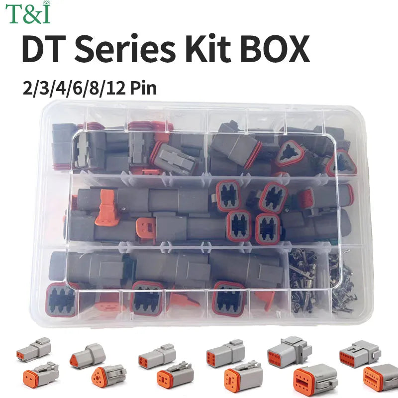 1/5 Boxes 250pcs Deutsch DT Series Waterproof Wire Connector Kit Automotive Sealed Plug with Pins DT06-2/3/4/6S DT04-2/3/4/6P