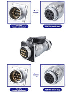 P28 Aviation Connector, Square Flange Socket, Male/Female Circular Butt Joint, 2/3/4/5/7/10/12/14/16/19/20/24 Pin, P28K2Q PLS28