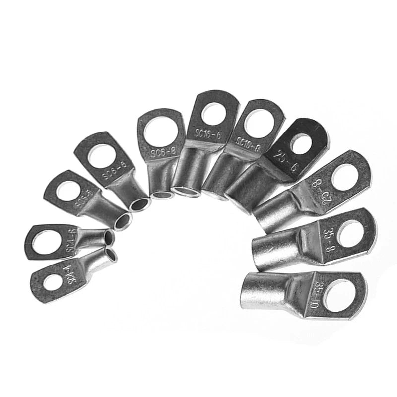 100pcs Copper Lug Ring Wire Connectors Cable Electric Crimp Terminal SC6-6 SC6-8 SC10-6 SC10-8 SC16-6 SC16-10 SC25-6 SC25-12