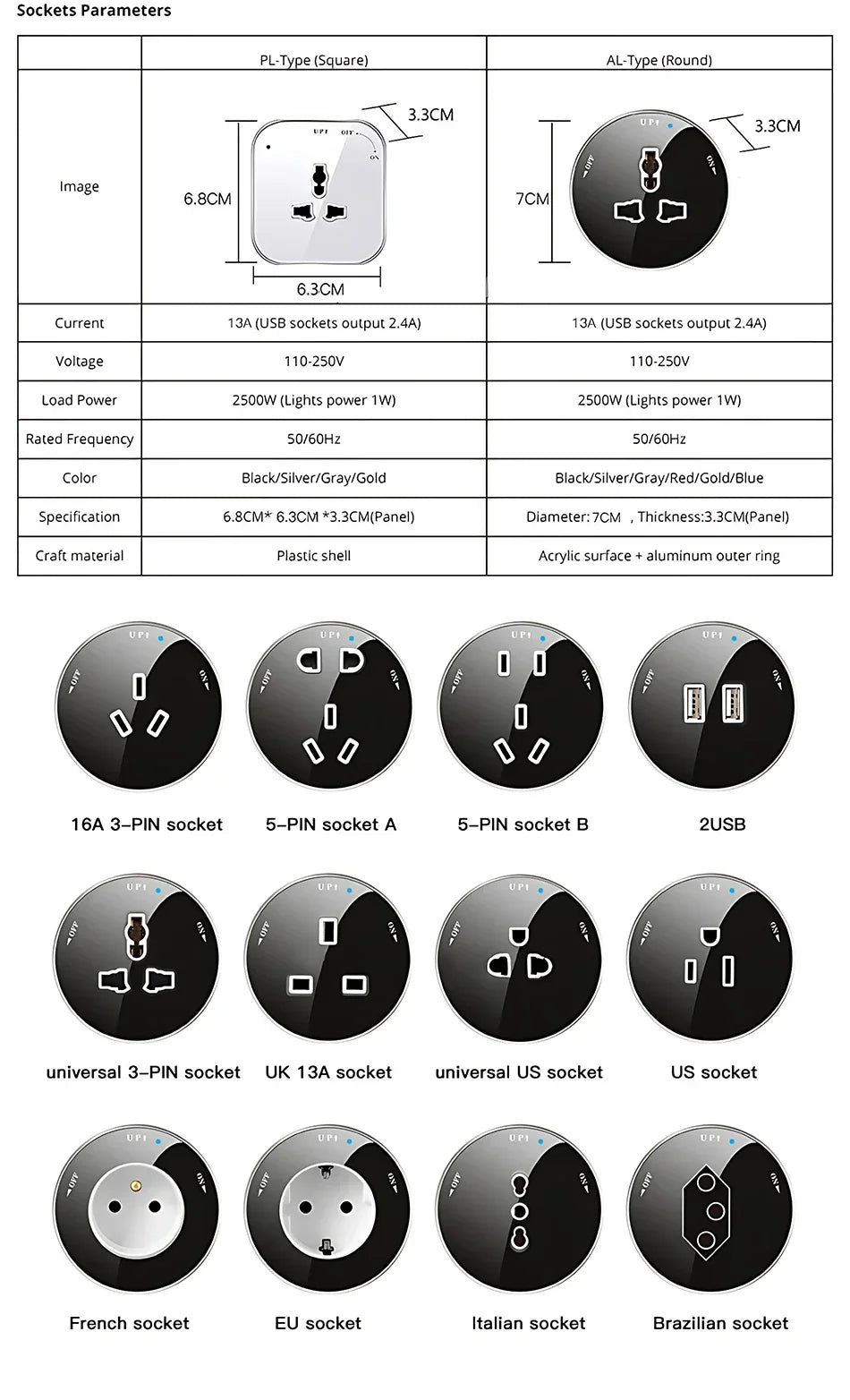 Power Track Home Appliances Universal Socket Electric Plug Adapter With USB,Wall Mount Power Strip with Removable Outlet Adapter