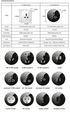 Power Track Home Appliances Universal Socket Electric Plug Adapter With USB,Wall Mount Power Strip with Removable Outlet Adapter