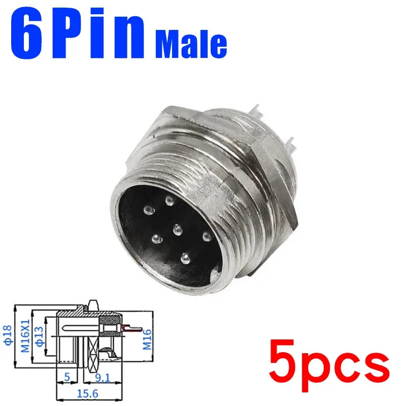 5Pcs GX16 Aviation Connector 2/3/4/5/6/7/8/9/10 Pin Male Plug Female Socket 16mm Wire Panel Mount Nut Type Circular Adapter