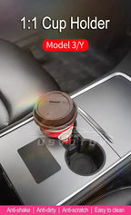 For Tesla Model 3/Y Center Console Water Cup Holder Limiter Premium TPE Sleeve Pad with Storage Function Upgrade Your Car Amagi