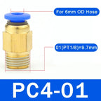 5PCS PC Pneumatic Quick Connector - 4-12mm Push In Fitting for 1/8" 1/4" 3/8" 1/2" BSPT Thread Air Hose & Tube,Industrial Use