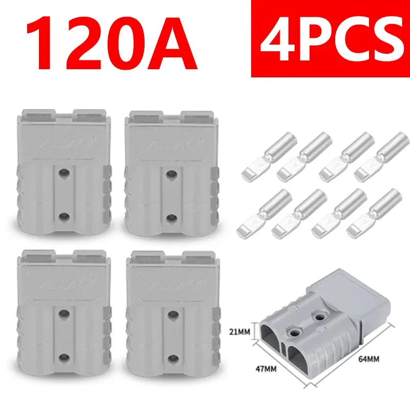 4Pcs  50A/120A Quick Connect Plug Kit - Silver Plated Copper Connector for 12-36V Winch/ATV/Trailer Wiring