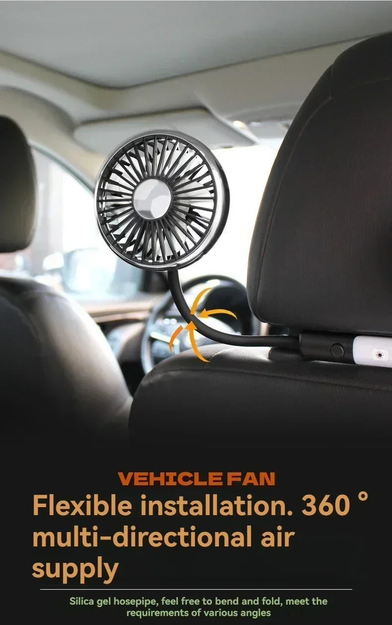 Car Fan Cooling Dual Head Type-c Usb Car Fan 3 Speeds Adjustable Auto Cooler Air Fan With LED Lights Car Accessories Amagi
