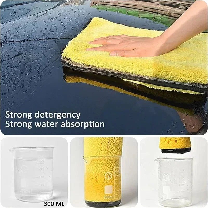 Car Wash Towels Cleaning Cloth Absorbent Dry Cloth General Purpose Microfiber Towel Thickened Yellow 30/40/60cm Amagi