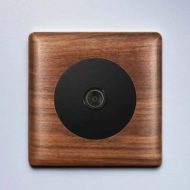 86x86mm Solid Wood Embedded Power Outlet - Childproof EU/RU/FR Socket, Fireproof Vintage Panel for Industrial & Villa Use
