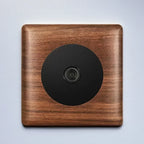 86x86mm Solid Wood Embedded Power Outlet - Childproof EU/RU/FR Socket, Fireproof Vintage Panel for Industrial & Villa Use