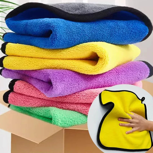 1-5 Pcs Microfiber Car Washing Towel Soft Quick Drying Windows Mirrors Wiping Rags Home Double Layer Cleaning Cloths Amagi