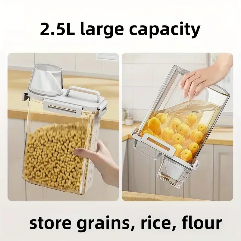 Household Rice Bucket, Insect Proof Sealed Storage Tank, Miscellaneous Grain Storage Box, Transparent Tape Measuring Cup Amagi