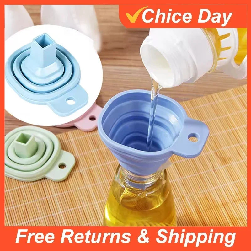 Folding Silicone Funnel for Filling Bottles Kitchen Silicone Funnel Food Grade TPR Collapsible Funnel Kitchen Gadgets Oil Filler