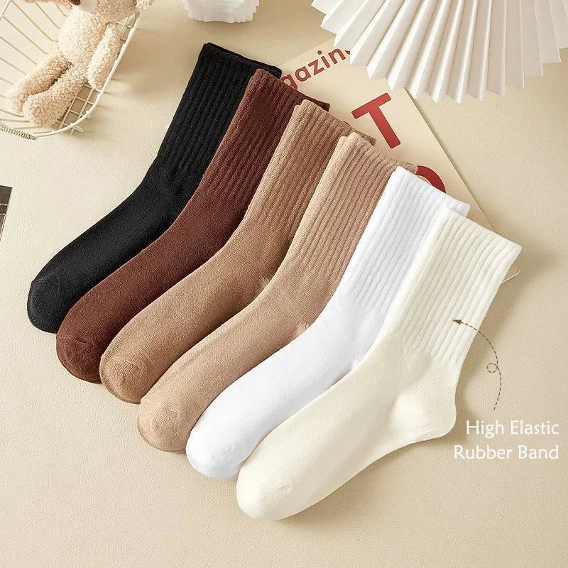 Autumn Winter Thicken Warm Wool Cashmere Thermal Long Crew Stockings Women Home Sleeping Solid Color Women Hot Tubing Socks Amag