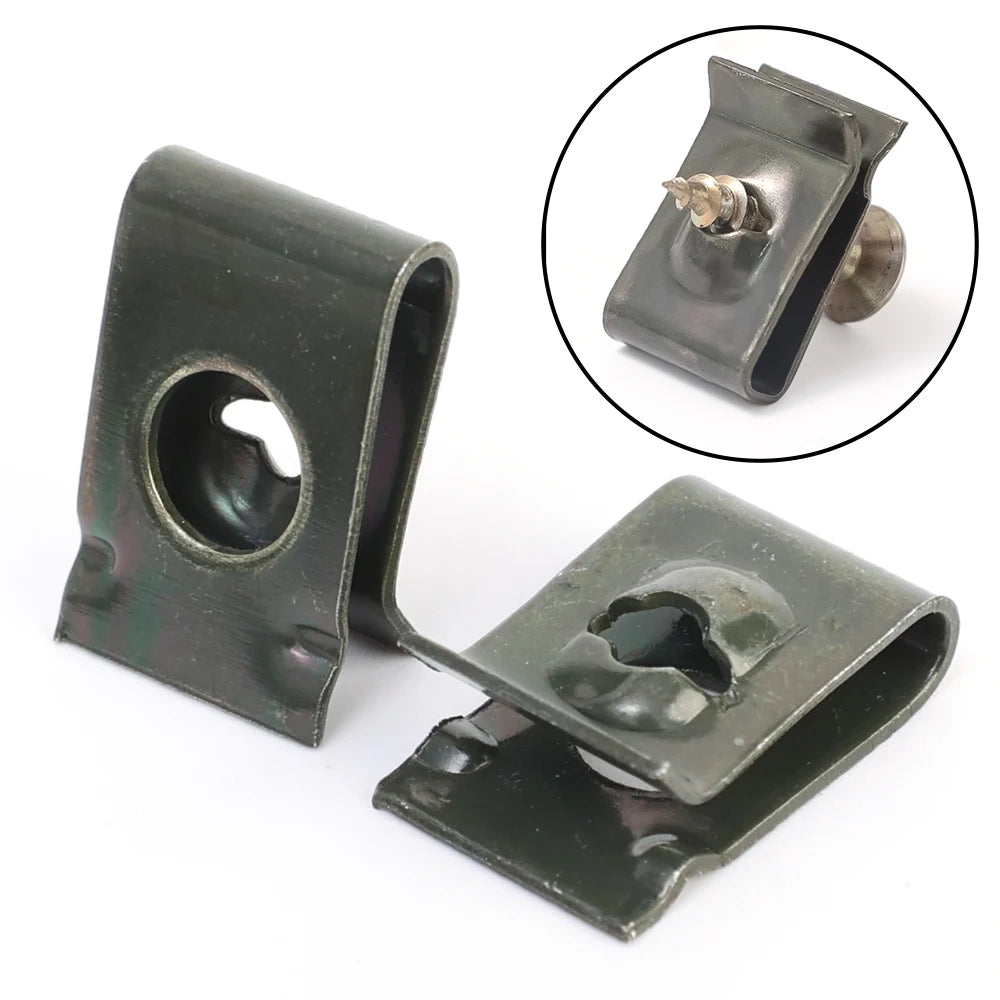 Car Metal Screw Fastener Clips U-Type Clip Anti-rust Iron Sheet Car Motorcycles Screw Buckle Bumper Protection Fastener Clips
