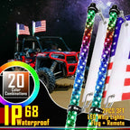 3FT Spiral Whip Lights Remote Control Turn Signal Brake Function Dream-Color Dancing For UTV RZR Can-Am SxS Sand Dune Buggy Truc