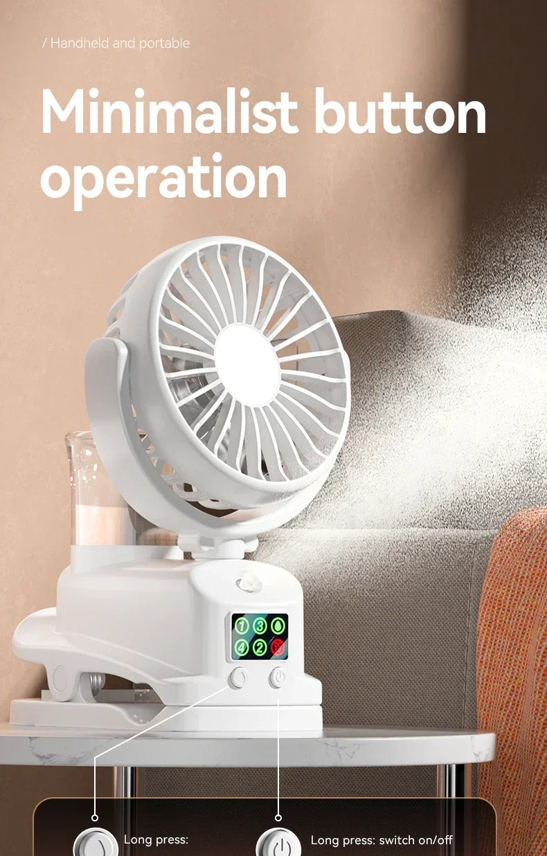 Motorcycle  Clip-on Fan with Spray Mist Handheld Fan Hydration, Multifunctional Neck Hanging Spray Fan Students' Dormitory Amagi