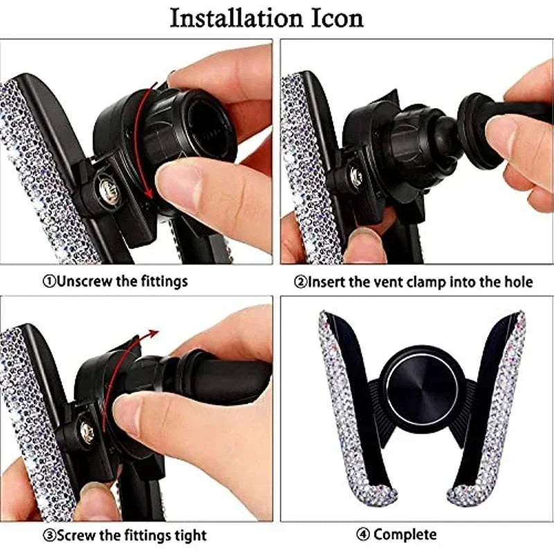 Car Phone Holder Women Diamond Crystal Car Air Vent Mount Clip Mobile Phone Holder Stand in Car Bracket Interior Amagi