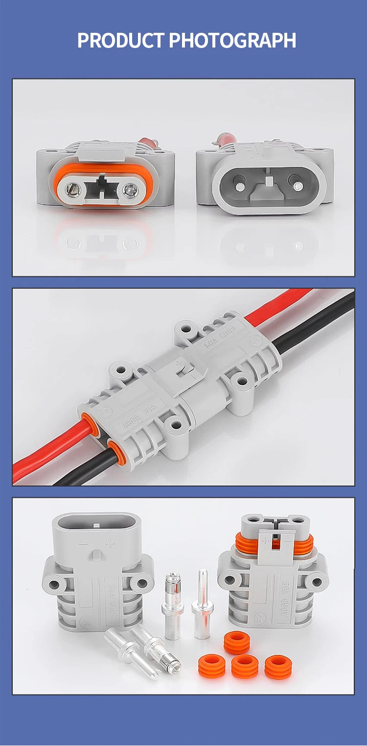 5/20/100 Sets  50A Parking Air Conditioning Connector Power Waterproof Plug 12V/24V High-power Car Lithium Battery Plug