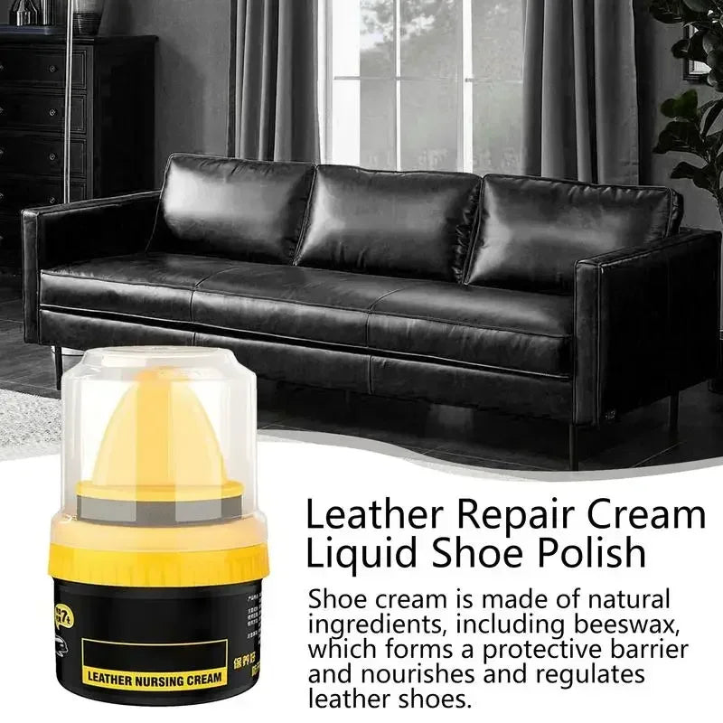 Car Leather Cleaning Cream Interior Seat Maintenance Care Oil with Sponge Brush Sofa Bags Shoes Back to Gloss Polisher Cleaner
