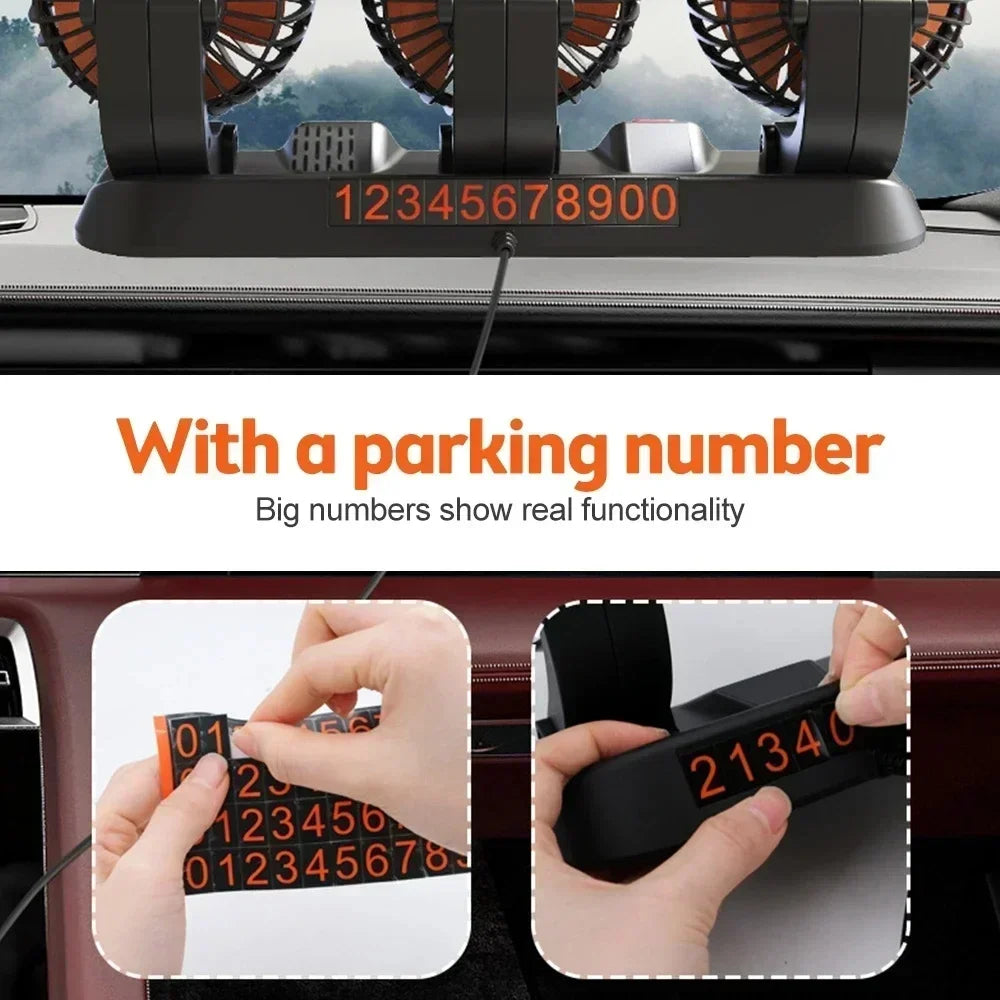 Car Fan 360° Adjustable 3 Head Air Fan Automotive Electric Fan USB/12V/24V Fan 2 Speeds Silent Fan For Home Desk Office Amagi