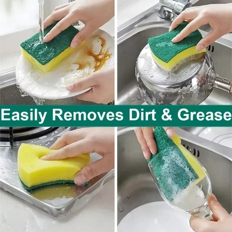 5-50PCS Double-sided Cleaning Sponges Magic Super Absorbent Pan Pot Dishwashing Scouring Pad Wipe Household Kitchen Clean Amagi