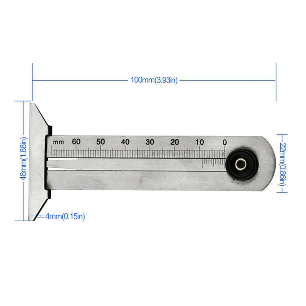 1pc Car Tire Tread  Depthometer Measuring Ruler Ruler Tread Depth Inspection Vernier Caliper Tool Depth Indicator Gauge Gage