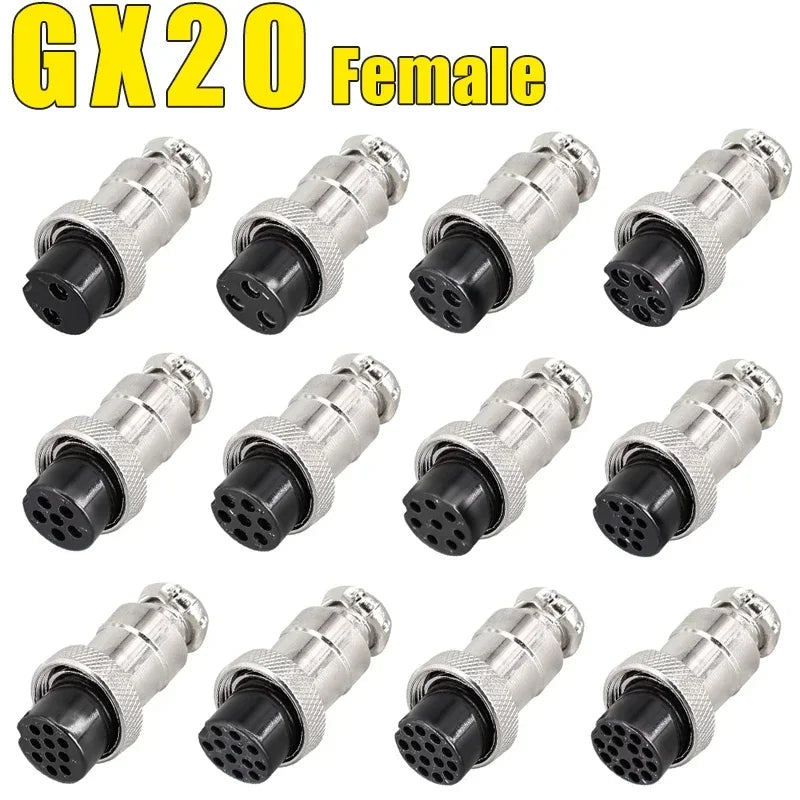 GX12 GX16 GX20 Aviation Connector Plug Socket Set, 2–15 Pin Male Female Circular Docking Connector for Electrical Equipment