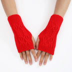 Winter Half Finger Gloves Knitted Fingerless Mittens Warm Cuff With Thumb Hole Stretchy Short Hand Warmer For Men Women Amagi