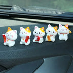 5/7pcs Mini Lucky Cat Car Ornaments Cute Simple Fortune Cat Figurines Realistic Lovely Micro Landscape Ornament Garden Landscape