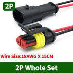 5/20/100Sets AMP Type 1.5 Series Automotive Waterproof Connector Plug Socket HID Male&Female 15CM Wire Harness 1P/2P/3P/4P/5P/6P