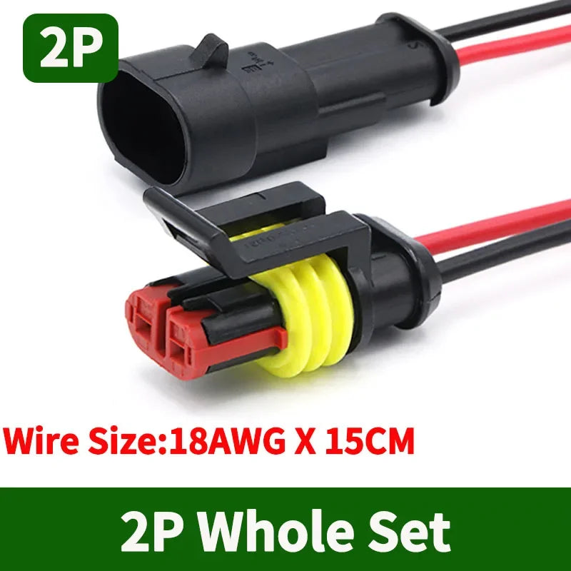 5/20/100Sets AMP Type 1.5 Series Automotive Waterproof Connector Plug Socket HID Male&Female 15CM Wire Harness 1P/2P/3P/4P/5P/6P