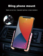 Crystal Car Phone Holder Car Air Vent Mount Clip Mobile Phone Holder Woman Diamond Auto Phone Bracket Interior Accessories Amagi