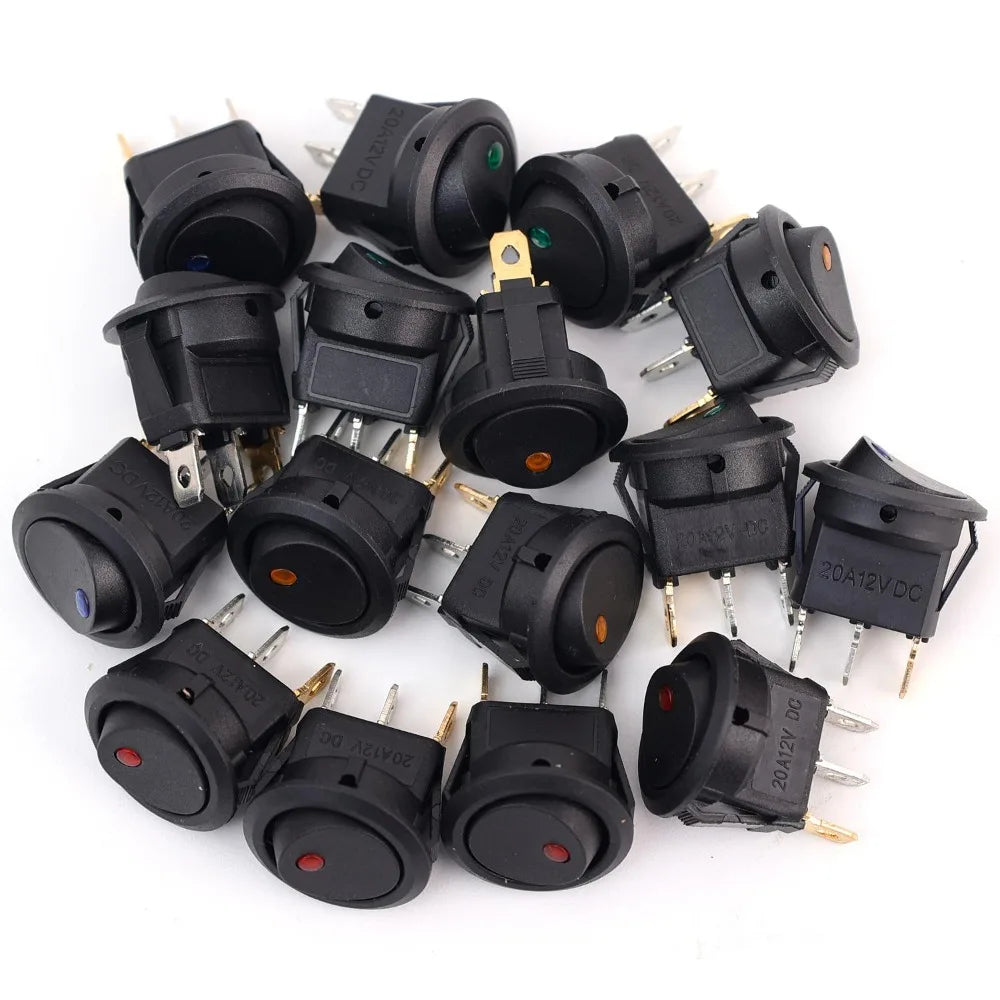 Automotive Rocker Switch 12V 3 Pin Cat Eye LED Light ON OFF Toggle Dash Replacement for Car Motorcycle Marine Boat RV Parts New