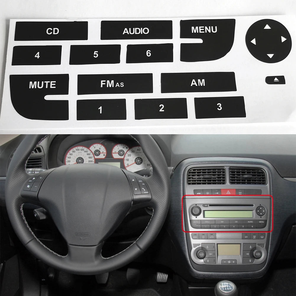 Car Front Radio Button Repair CD Decals Stickers Replacement For Fiat Grand Punto Car Radio Audio Button Repair Decals Stickers