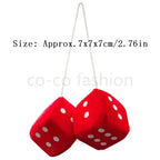Car Fuzzy Plush Dice with Dots Retro Square Plush Hanging Mirror Fuzzy Dices for Pink Car Interior Ornament Decoration Amagi