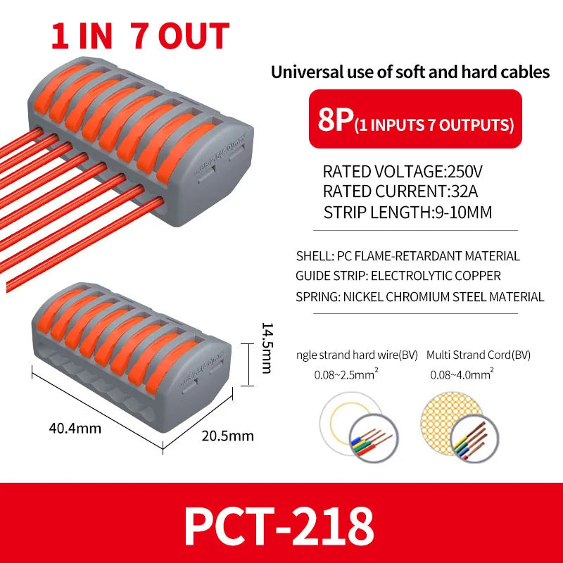 10/1000PCS Mini Fast Wire Connector Universal Wiring Cable Connector Push-in Conductor Terminal PCT-222/224 SPL-42/62 SPL-2/3/1
