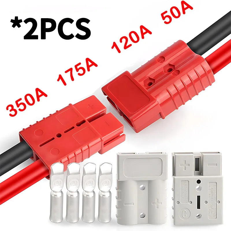 2PCS 50A 120A 175A 350A Battery Connector Plug 600V Quick Connect Disconnect Winch Trailer Forklift Wire Harness Power Cable Kit