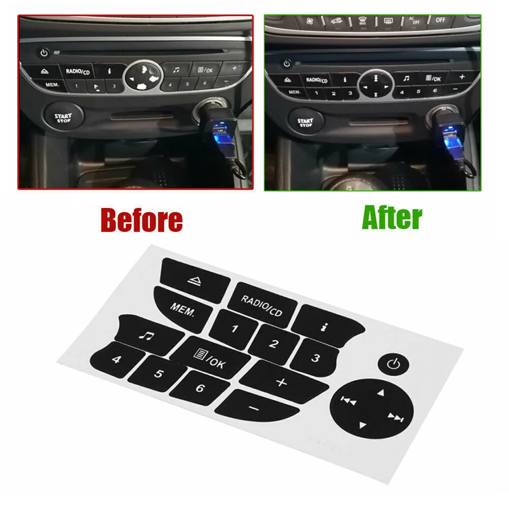 Car Audio Button Repair Sticker For Renault Clio 2009-2011 For Renault Megane 2009-2011 Repair Decal Stickers Accessories
