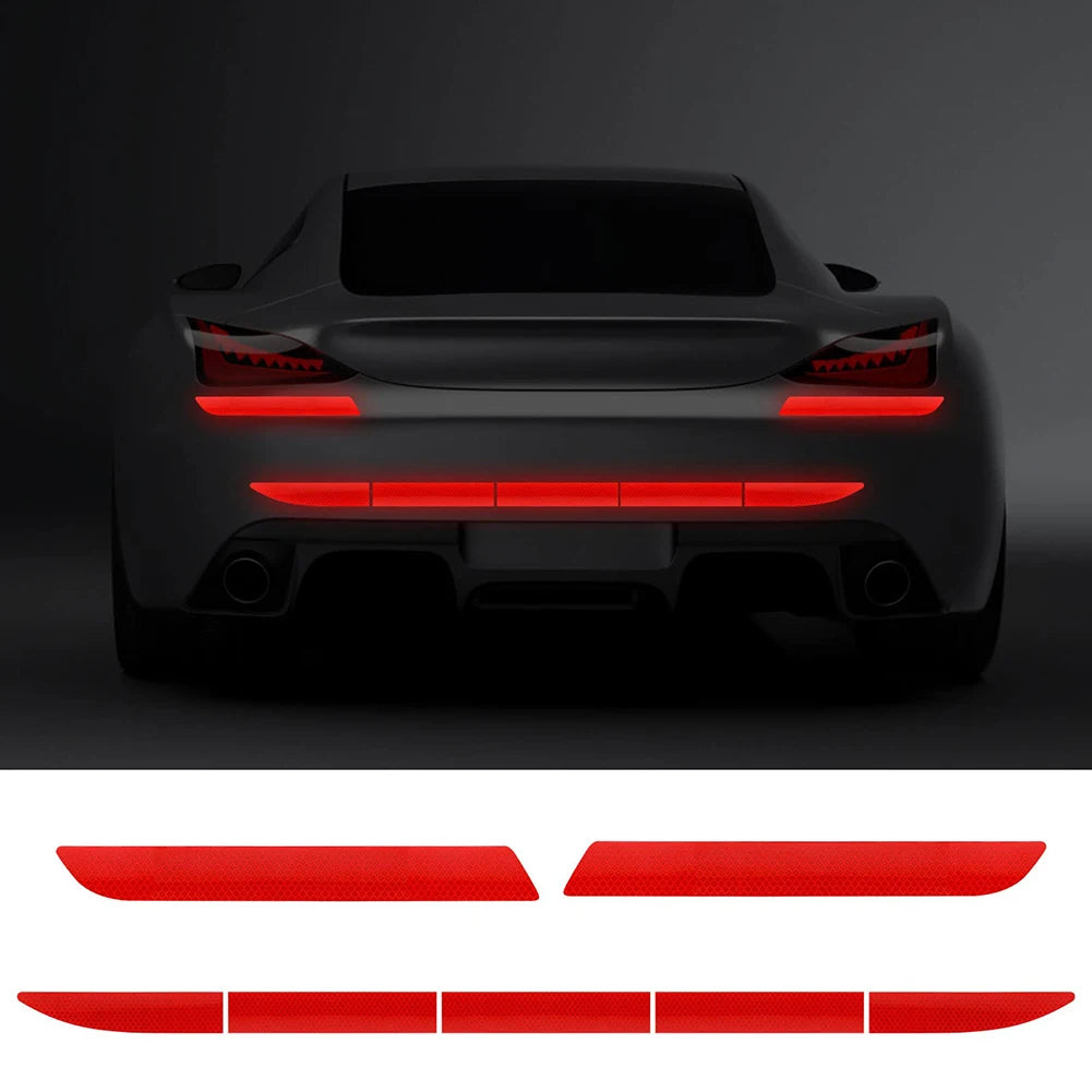 7Pcs Car Reflective Warn Strip Tape Bumper Safety Stickers Car Safety Mark Reflective Strip Car Trim Accessories