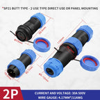 IP68 SP21 Waterproof Aviation Connector Socket with Male and Female Butt, 2/3/4/5/6/7/12 Pins Docks for Industrial Use