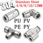 Pneumatic Push-In Tube Fittings – 4/6/8/10/12mm OD, Multiple Types: Straight Union, Elbow, Tee, Male Thread, Quick-Connect